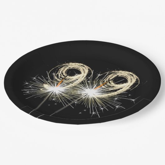 99ste verjaardag Sparklers op zwart Papieren Bordje (Gekanteld)