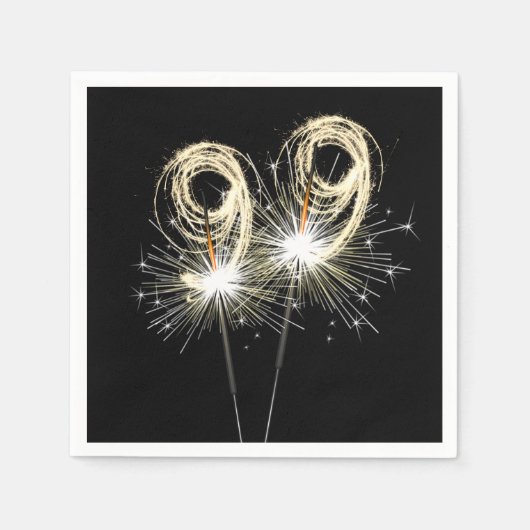 99ste verjaardag Sparklers op zwart Servet (Voorkant)