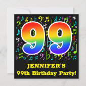 99ste verjaardagsfeestje: Leuke muzieksymbolen, Ra Kaart (Voorkant)