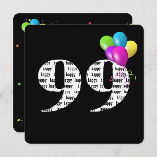 99ste verjaardagsfeestje met ballonbos kaart (Voorkant / Achterkant)