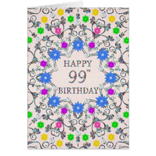 99th Birthday Abstract Flowers