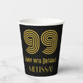 99th Birthday: Art Deco Inspired Look “99” & Name Papieren Bekers (Voorkant)