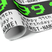 99th Birthday - Nerdy / Geeky Style "99" en naam Cadeaupapier (Rol Hoek)