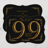 99th, Birthday party 99th, geweldige Gatsby, zwart Kaart (Voorkant / Achterkant)