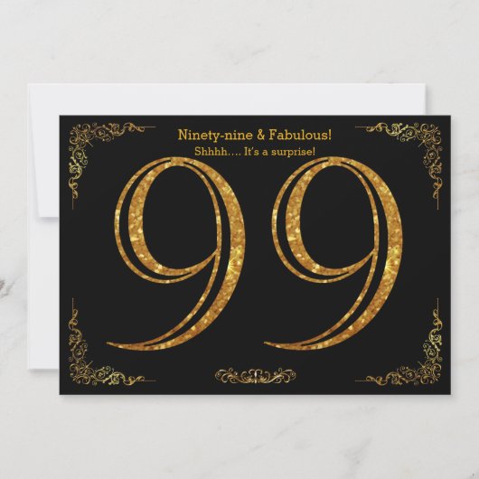 99th Birthday party, Great Gatsby, zwarte gouden g Kaart (Voorkant)