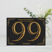 99th Birthday party, Great Gatsby, zwarte gouden g Kaart (Staand voorkant)