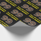 99th Verjaardag: Naam & Faux Wood Grain Patroon "9 Cadeaupapier (Hoek)