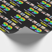 99th Verjaardag: Regenboog "99"; Aangepaste foto's Cadeaupapier (Hoek)