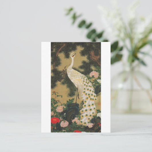 9. 老松孔雀図, 若冲 Oude pijnboom-Boom en Pauw, Jakuchu Briefkaart (Staand voorkant)