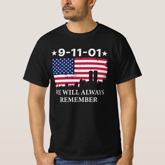 9-11-01 We zullen het altijd onthouden T-shirt (Voorkant)