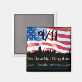 9/11 10e Jubileum WTC en de vlag Magneet (Voorkant / Achterkant)
