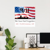 9/11 10e Jubileum WTC en de vlag Poster (Thuiskantoor)
