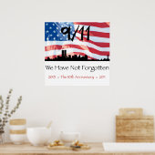 9/11 10e Jubileum WTC en de vlag Poster (Keuken)