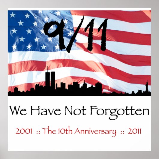9/11 10e Jubileum WTC en de vlag Poster (Voorkant)