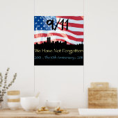 9/11 10e Jubileum WTC en de vlag Poster (Keuken)