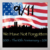 9/11 10e Jubileum WTC en de vlag Poster (Voorkant)