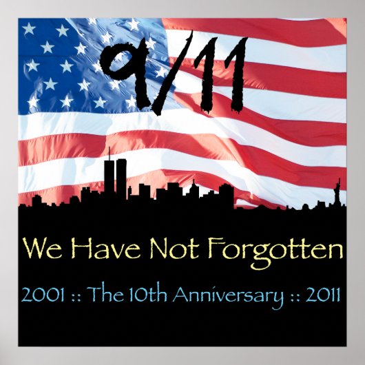 9/11 10e Jubileum WTC en de vlag Poster (Voorkant)