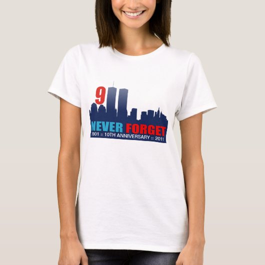 9/11 10e Jubileum - WTC Twin Towers Skyline T-shirt (Voorkant)