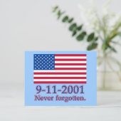 9-11-2001 Nooit vergeten shirts, Buttonnen Briefkaart (Staand voorkant)