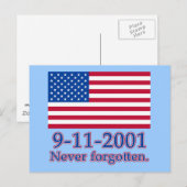 9-11-2001 Nooit vergeten shirts, Buttonnen Briefkaart (Voorkant / Achterkant)