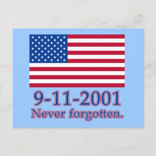 9-11-2001 Nooit vergeten shirts, Buttonnen Briefkaart (Voorkant)