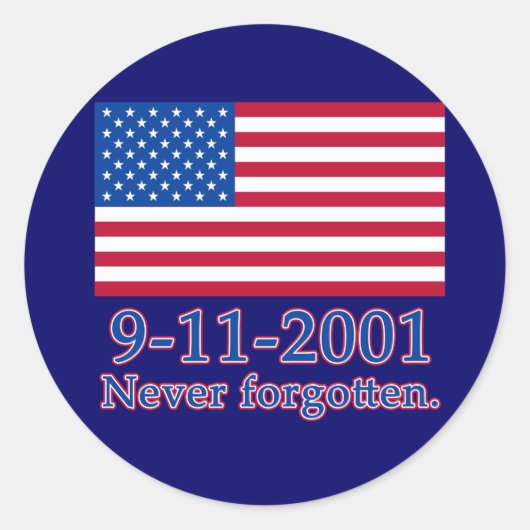 9-11-2001 Nooit vergeten shirts, Buttonnen Ronde Sticker (Voorkant)