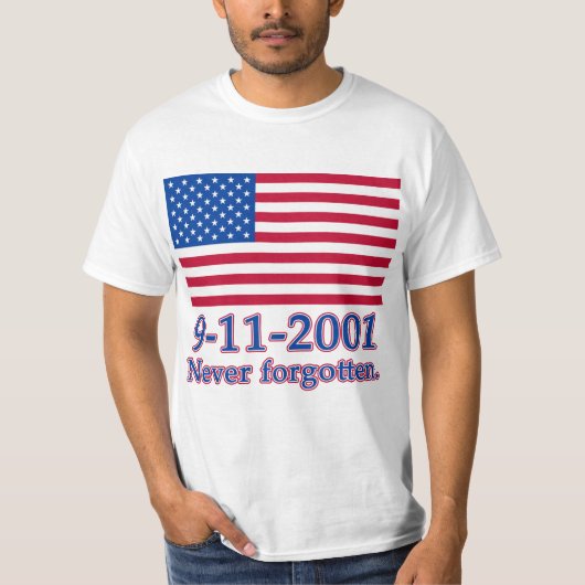 9-11-2001 Nooit vergeten shirts, Buttonnen T-shirt (Voorkant)