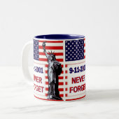 9-11-2001 Vergeet het nooit Tweekleurige Koffiemok (Voorkant links)