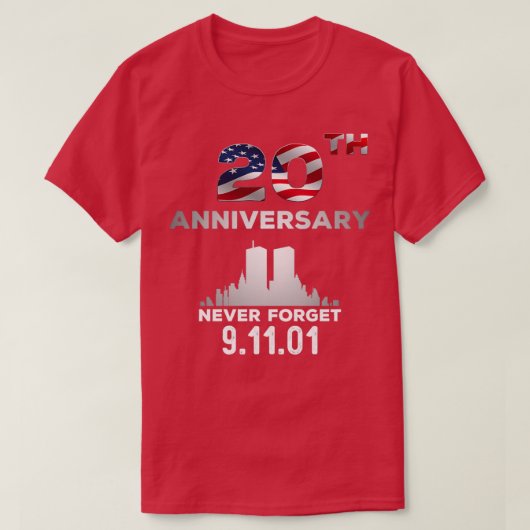 9 11 20e Jubileum Vergeet nooit 9 T-shirt (Design voorkant)