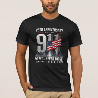9/11 25e verjaardag Nooit vergeten 2001-2026 T-shirt
