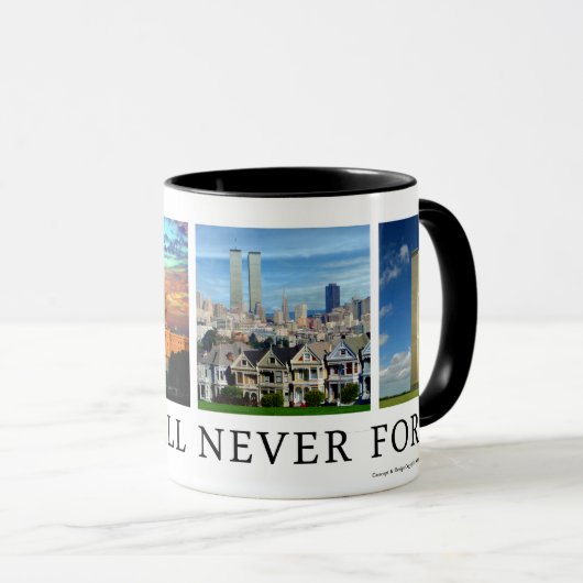 9/11 "Amerika zal nooit vergeten" Mok (Voorkant rechts)
