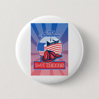 9-11 Brandweerman Helmet American Flag Ronde Button 5,7 Cm