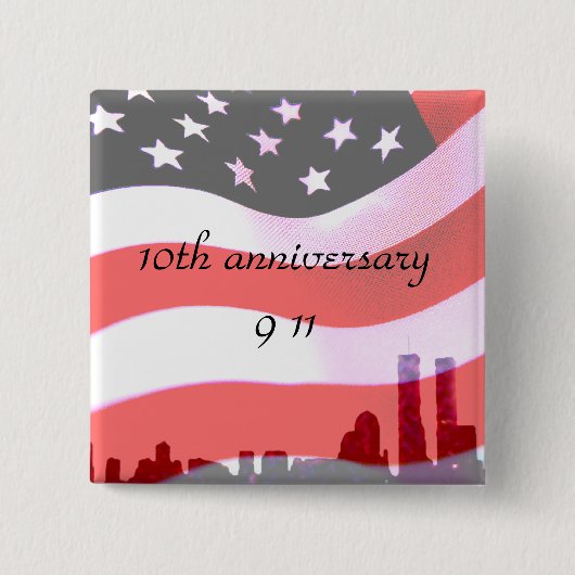 9/11 Herinnering_ Vierkante Button 5,1 Cm (Voorkant)