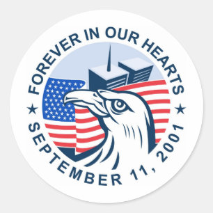 9/11 Memorial Amerikaanse Eagle vlag Twin Towers Ronde Sticker