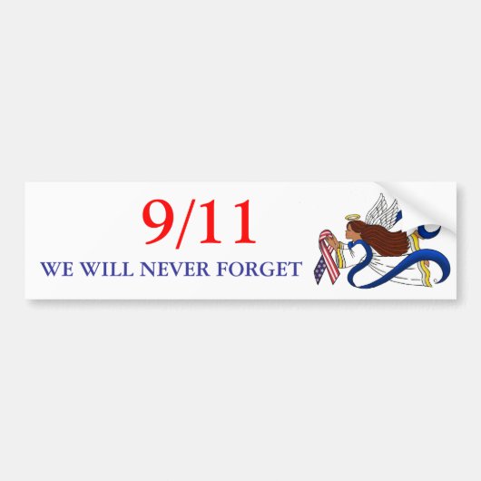 9/11 Memorial Ribbon, Ethnic Angel Bumpersticker (Voorkant)