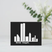 9-11 Nooit vergeten NY Skyline Tshirts, Buttonnen Briefkaart (Staand voorkant)