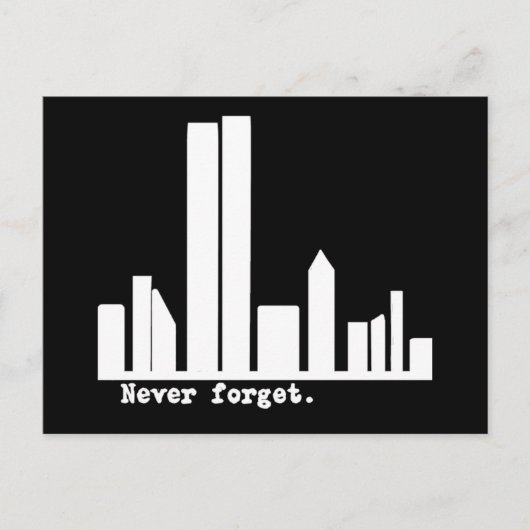 9-11 Nooit vergeten NY Skyline Tshirts, Buttonnen Briefkaart (Voorkant)