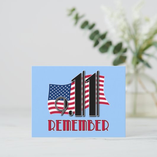 9/11 ONTHOUD met Amerikaanse vlag Tshirts Briefkaart (Staand voorkant)