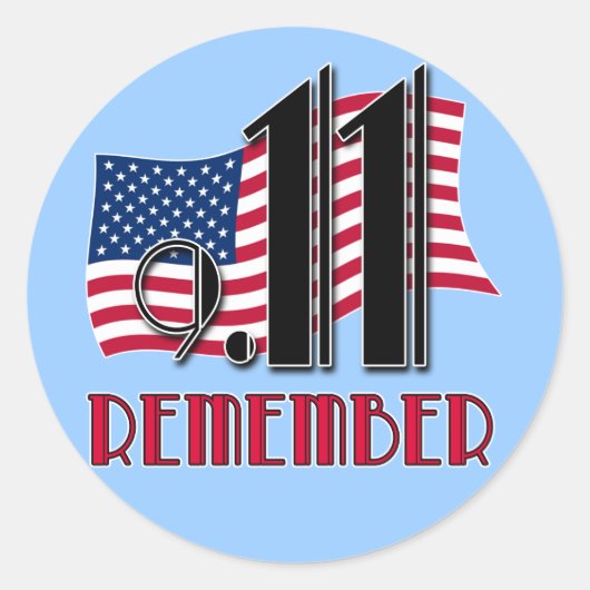 9/11 ONTHOUD met Amerikaanse vlag Tshirts Ronde Sticker (Voorkant)