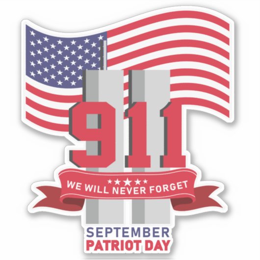9.11 Patriot Day; Never Forget Sticker (Voorkant)