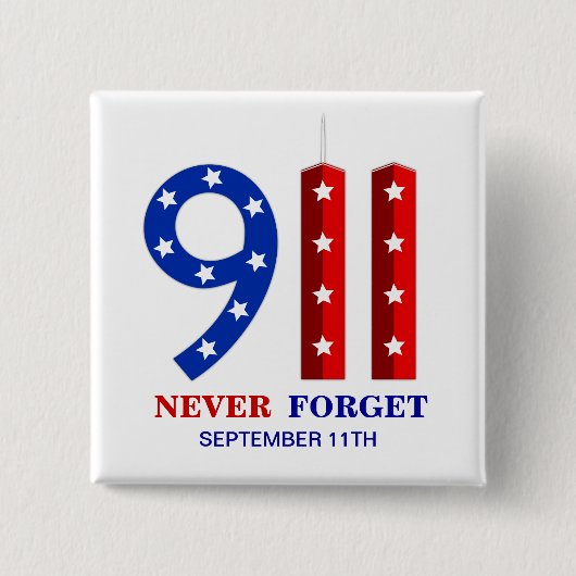 9/11 september 11 - Nooit vergeten - WTC-spellen Vierkante Button 5,1 Cm (Voorkant)