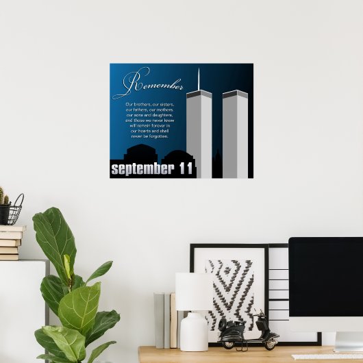 9/11 september 11 - WTC Herdenking Poster (Thuiskantoor)