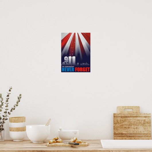 9/11 september 11th Vergeet Poster nooit (Keuken)
