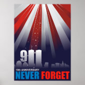 9/11 september 11th Vergeet Poster nooit (Voorkant)