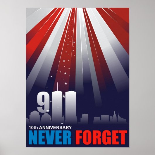 9/11 september 11th Vergeet Poster nooit (Voorkant)