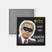 9/11 Square Button Magneet (Voorkant / Achterkant)