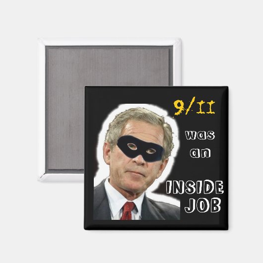 9/11 Square Button Magneet (Voorkant / Achterkant)