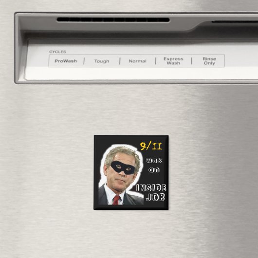 9/11 Square Button Magneet (Insitu (Vaatwasser))