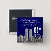 9-11 tiende Jubileum Vierkante Button 5,1 Cm (Voorkant /achterkant)