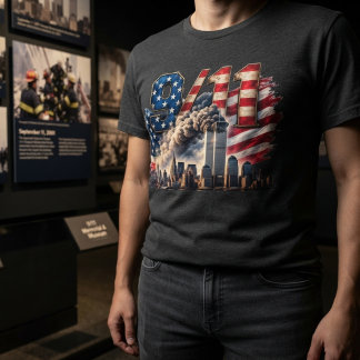 9/11 Twin Towers Amerikaanse Vlag Herdenkingsmonum T-shirt